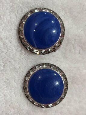 Vintage Coro Coro Moonglow Cabochon Clip-On Earrings with Rhinestone Halo